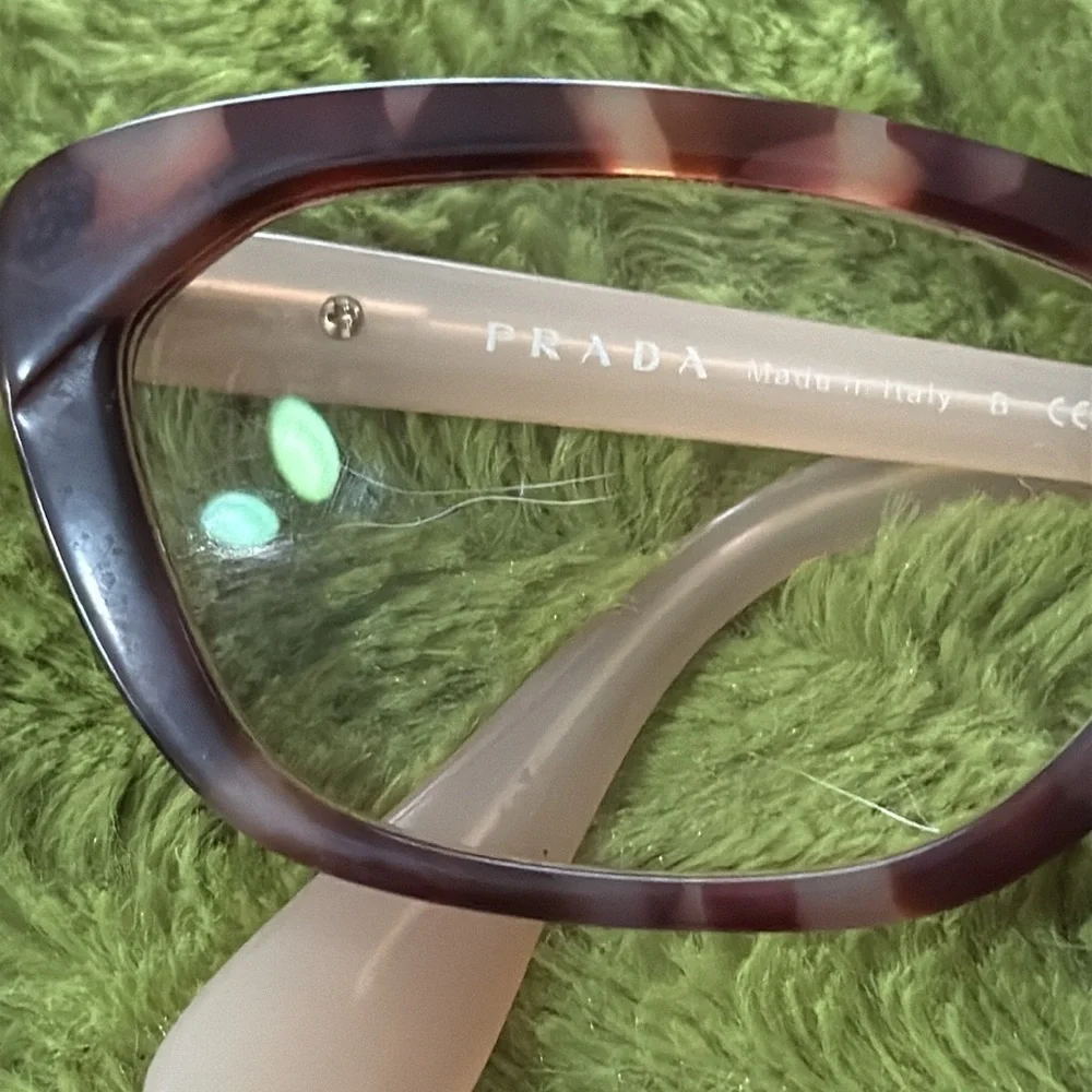 Prada Eyeglasses Frames VPR 03Q UE0-1O1 Brown Tortoise & Clear Pink 52-18-140